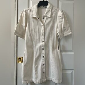 Sincerely Jules Cream Button-Down Mini Dress